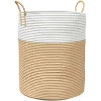 vidaXL Panier de rangement beige et blanc Ø38x46 cm coton