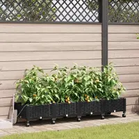 Prolenta Maison Exclusive - Jardinières pour fleurs avec système d'arrosage et roues, lot de 4, couleur noire, en plastique PP