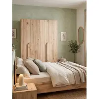 AX Living Armoire Omodeo, 200 cm de large – Décoration en chêne artisanal, poignées rondes