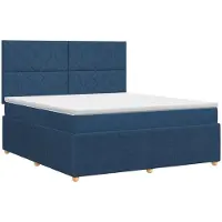Syfax Lit boxspring avec matelas avec tête de lit bleu 180 x 200 cm Tissu