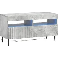 vidaXL Meuble TV LED gris béton, fabriqué en panneaux de particules