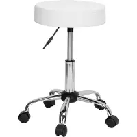 EHokery TULSA Tabouret tournant cosmétique Blanc, réglable en hauteur