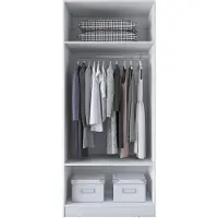 Skye Decor , armoire de haute qualité, blanche, 90 x 210 x 57,5 cm, en mélaminé de classe E1, avec 3 étagères