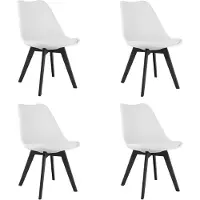 Leobert Chaise - - Mark - Blanc/Pieds Noirs - 49 X 43 X 82 Cm - Lot De 4