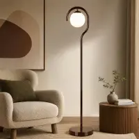 Opviq , lampe sur pied de haute qualité, corps en métal, verre de diamètre 15 cm, hauteur 160 cm, couleur marron, indice de protection IP20