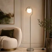 Opviq , lampe sur pied de haute qualité, corps en métal, verre de diamètre 15 cm, couleur grise, douille E27, indice de protection IP20