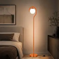 Opviq , lampe sur pied de haute qualité, corps en métal, diamètre du verre : 15 cm, hauteur : 160 cm, couleur : marron-orange