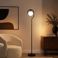 Opviq , lampe sur pied moderne, noire, corps en métal, douille E27, 160 cm
