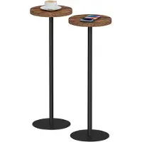 OEM Ensemble de 2 tables d'appoint rondes en bois, idéales pour le salon et la chambre