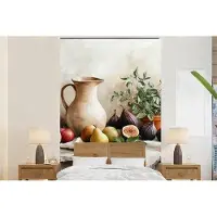 OEM Bannière photo sur toile représentant une carte et des motifs de plantes - Nature - Largeur 225 cm x Hauteur 350 cm