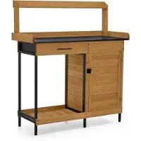 OEM Espace de travail pour le jardin avec rangement - Table de jardinage - Pour l'entretien des plantes - Surface de travail galvanisée - 47 x 111 x 127 cm - Naturel
