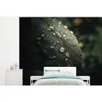 OEM Papier peint "Feuille" - Vert - Motifs de nervures - Motifs de gouttières - Largeur 325 cm x Hauteur 260 cm