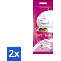 BIC - Twin Lady - Lames de rasoir - Double lame - Lames jetables - 5 lames de rasoir - Pack avantage - 2 pièces