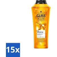 Schwarzkopf Gliss-Kur - Shampooing - Oil Nutritive - Shampooing revitalisant - Pour cheveux épais et rêches - 400 ml - Emballage avantageux - 15 pièces