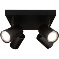 LEDVION Spot LED Plafond Noir 4 spot Carre GU10 3W blanc neutre