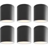 LEDVION lot de 6 spot LED en saillie noir rond douille GU10 sans ampoule