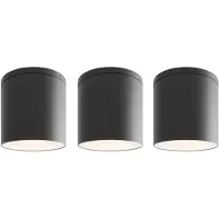 LEDVION lot de 3 spot LED en saillie noir rond 3W blanc chaud