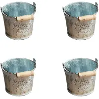 Kepptory 4X Pays Retro Vieux Metal Fleur Seau Fleur Creatif Maison Bureau Decoration Metal Artisanat Fer Seau Petite Fleur Pot