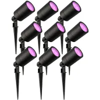 LEDVION Lot de 9 LED Extérieur Spot IP65 4,9W GU10 RGB dimmable piquet