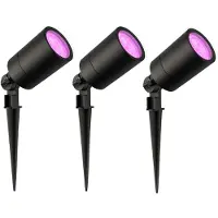 LEDVION Lot de 3 LED Extérieur Spot IP65 4,9W GU10 RGB dimmable piquet