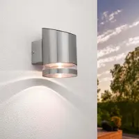 LEDVION Lampe solaire murale LED Elara, lumière blanche chaude, indice de protection IP44, en acier inoxydable