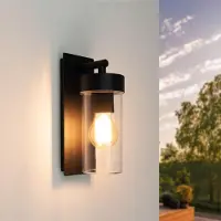 LEDVION Applique murale noir 15W E27 Cylindre IP44 dimmable sans ampoule