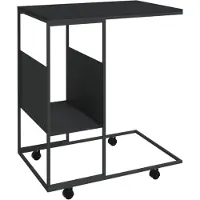 vidaXL Table d'appoint à roulettes noire 55x36x63,5 cm Bois composite