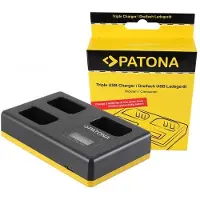 PATONA Chargeur USB triple (Chargeur de batterie d'appareil photo), Alimentation pour appareil photo, Noir