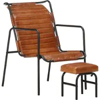 Syfax Fauteuil relax avec repose-pieds Marron Cuir véritable