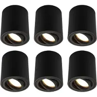 LEDVION lot de 6 spot LED en saillie noir rond 3W blanc chaud
