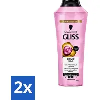 Schwarzkopf Shampooing Gliss-Kur - Soie liquide - Soins capillaires soyeux - 400 ml - Pack avantage - 2 pièces