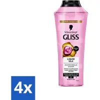 Schwarzkopf Shampooing Gliss-Kur - Soie liquide - Soins capillaires soyeux - 400 ml - Pack avantage - 4 pièces