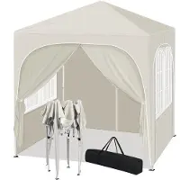 Markenlos Tente de réception démontable 2 x 2 m, beige, imperméable