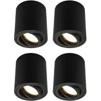 LEDVION lot de 4 spot LED en saillie noir rond 3W blanc chaud
