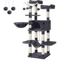 Markenlos Kratzbaum XL - pour les grands chats - avec hamac, cachette et jouets - stable - 168 cm