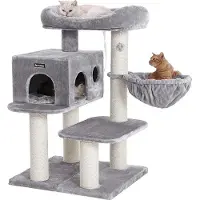 Famanu Katzenbaum Kratzbaum - Meubles pour chats avec hamac et une belle maison pour chats