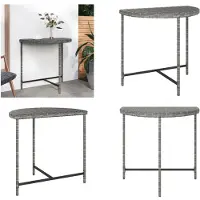 vidaXL Table de jardin grise, 80x50x75 cm, en résine tressée - Table de jardin - Tables de jardin - Table - Tables