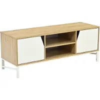 En.casa Meuble TV "Kerrköndam" avec 2 portes et 2 étagères ouvertes, dimensions 120 x 40 x 46 cm, structure en métal, aspect chêne/blanc