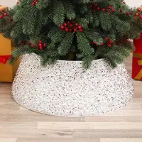 OEM Nouveauté : veste/châle de Noël argenté brodé de paillettes, décoration de pied de sapin de Noël en 3D imprimée de manière créative et brodée de paillettes, accessoires pour la mise en scène
