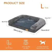 StarTech.com Lit pour chien modèle canapé L - Canapé pour chien avec bordure - Base en mousse épaisse - Housse amovible et lavable - Tissu Oxford 600D résistant à l'eau - Gris