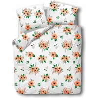 Darymex Linge de lit, drap en flanelle, épais et chaud, 200 x 220 cm, 31479-2, fleurs orange