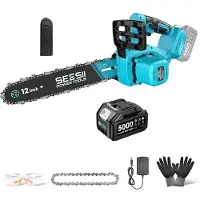OEM Scie à chaîne électrique, lame de 30 cm, moteur sans balais, avec 1 batterie 5,0 Ah