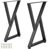 StarTech.com Pieds de table réglables - Structure en métal en forme de "X" - Lot de 2 - Hauteur 71 cm - Capacité de charge élevée - Design industriel pour table à manger, table basse, banc - Noir