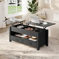 StarTech.com Table basse - Table basse avec plateau relevable - Bois avec mécanisme de levage - 2 tiroirs - Compartiment de rangement dissimulé - Idéale pour le salon et le bureau à domicile - Noir