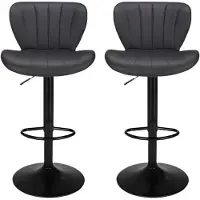 StarTech.com Ensemble de 2 tabourets de bar - Tabourets - Réglables en hauteur - Rembourrés - Avec dossier - Avec accoudoirs - Structure en acier inoxydable - Gris