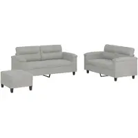 vidaXL Ensemble de canapés 3 pièces avec coussins gris clair tissu microfibre