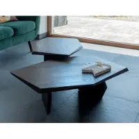 Casa Padrino Luxe Table basse en bois massif 2 pièces Marron Foncé - Tables de salon en chêne - Meubles de salon - Meubles de luxe - Ameublement de luxe