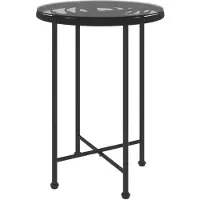vidaXL Table de salle à manger noire Ø55 cm verre trempé et acier