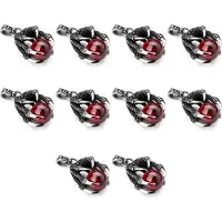 Torribaly Lot de 10 colliers pendentifs en acier inoxydable avec perles et griffes pour homme, style gothique, 58 cm