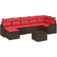 vidaXL Ensemble de salon de jardin 8 pièces, marron [Matériau synthétique] : rotin synthétique